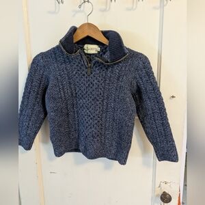 Aran Co. Kids Blue 100% Merino Wool Sweater (for a boy or a girl)